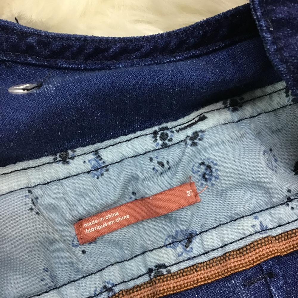 Pilcro Urban The Wanderer Velvet Overalls Jumpsuit Denim Blue 2 Boho Distressed - Picture 7 of 14